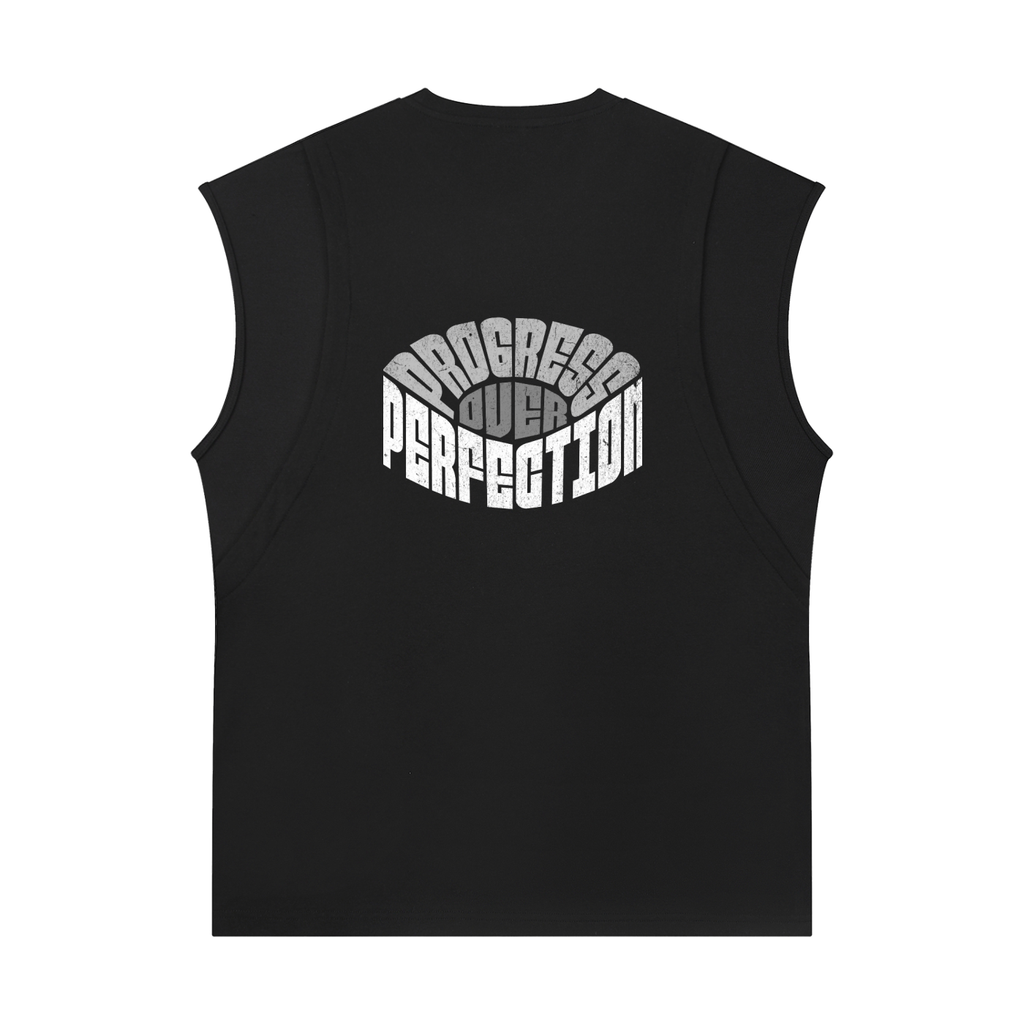 Spliced Panel Sleeveless Muscle T-Shirt
