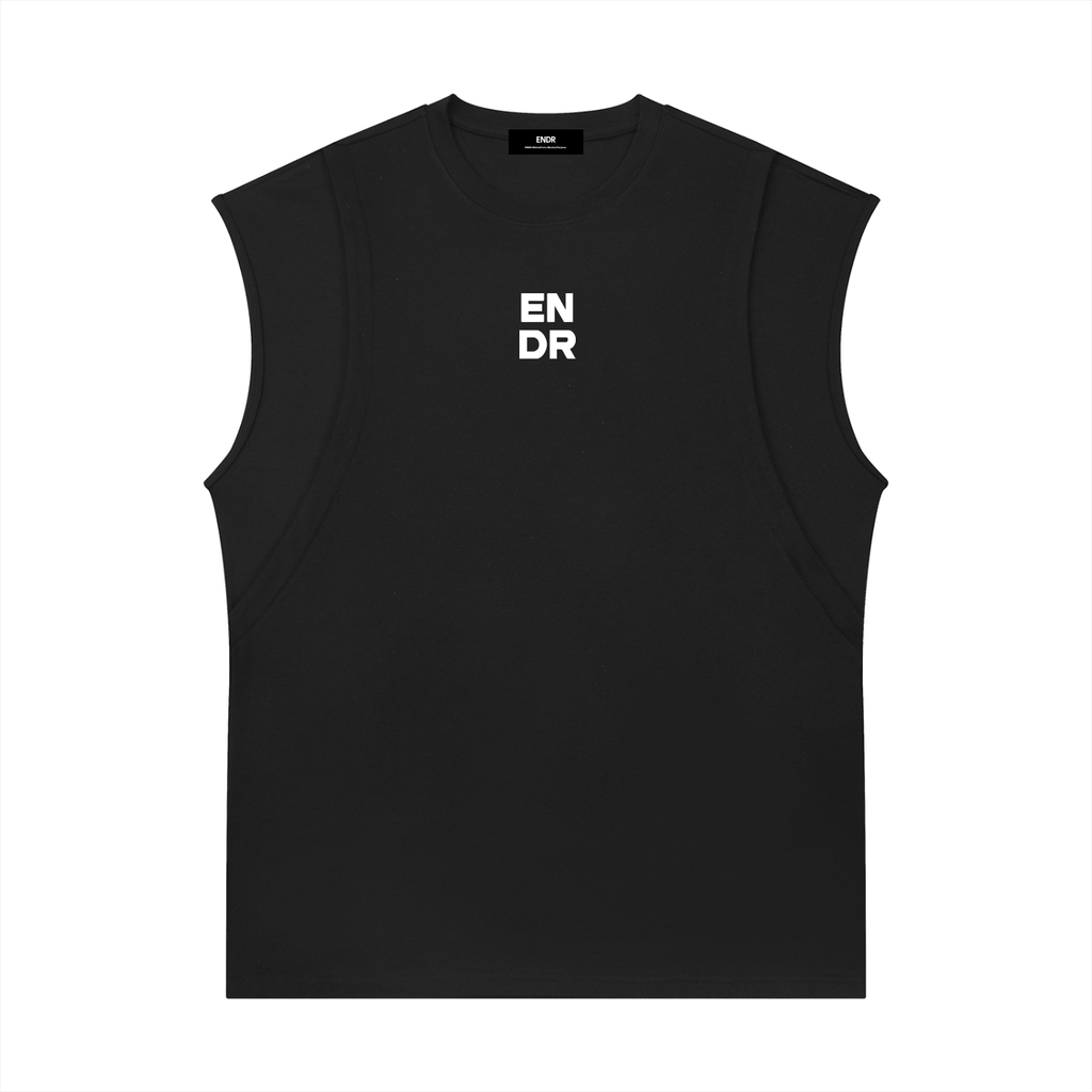 Spliced Panel Sleeveless Muscle T-Shirt