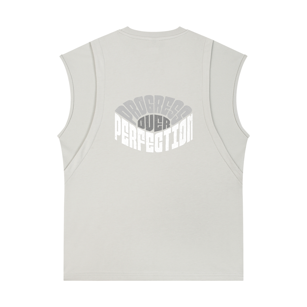 Spliced Panel Sleeveless Muscle T-Shirt