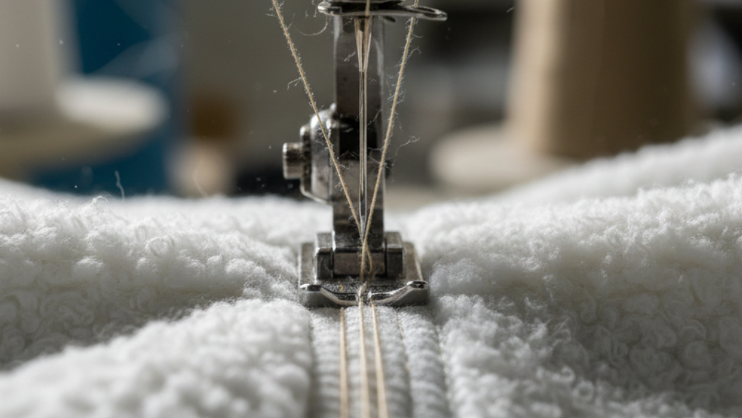 macro shot of a hoodie manufactoring 